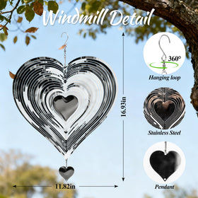 Suncket 360-degree swivel heart spinner allows smooth spins in any breeze