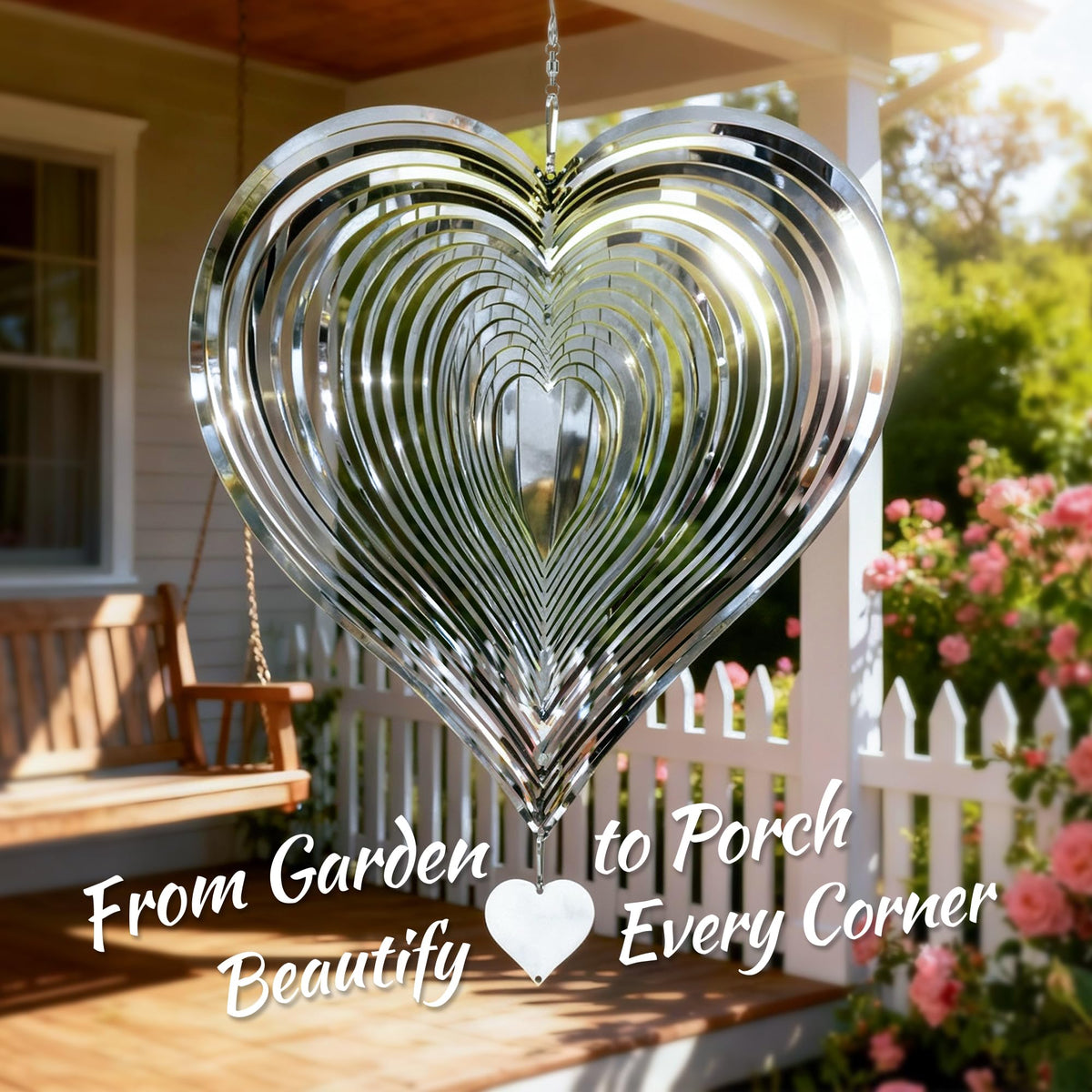 Suncket outdoor indoor heart spinner setup for versatile decor options