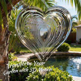 Suncket stainless steel heart spinner 12-inch reflects light for outdoor charm