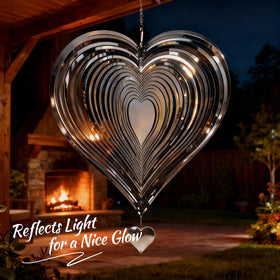 Suncket two-pack heart spinner set creates a coordinated garden focal point