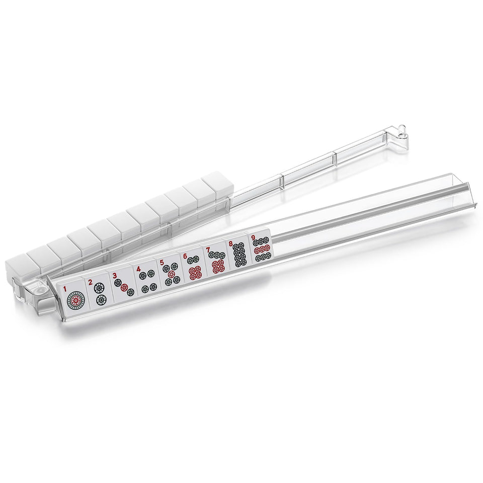 Suncle clear acrylic mahjong racks with pushers for effortless tile handling