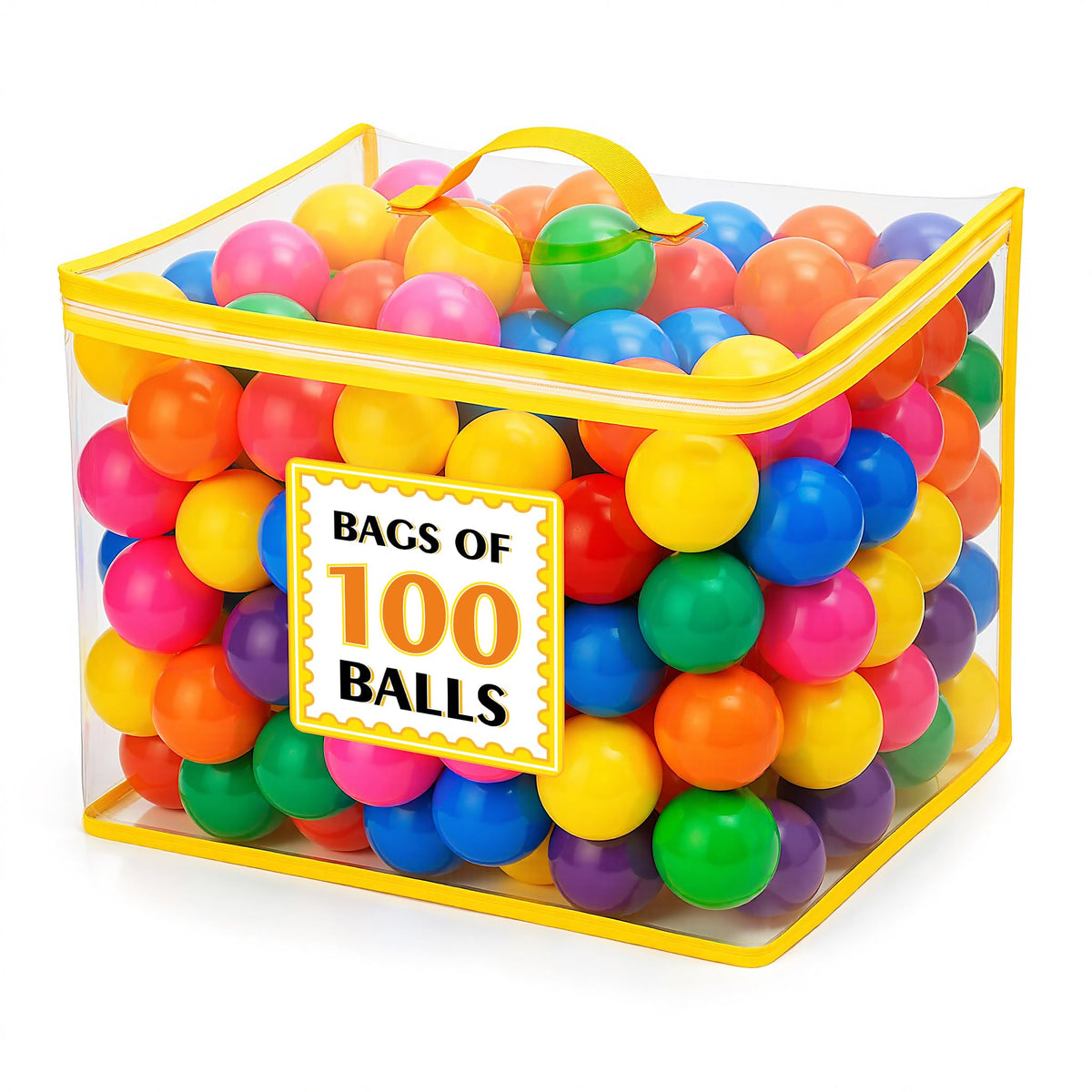 Suncuber ball pit balls in rainbow colors for safe toddler play and sensory fun.