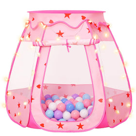 Suncuber pop-up princess tent front view with star light for quick imaginative play