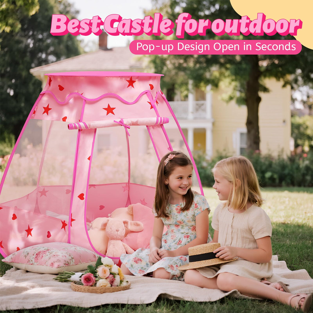Suncuber princess tent interior with spacious play area for reading and games