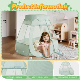 Suncuber ball pit area inside tent with hexagonal design