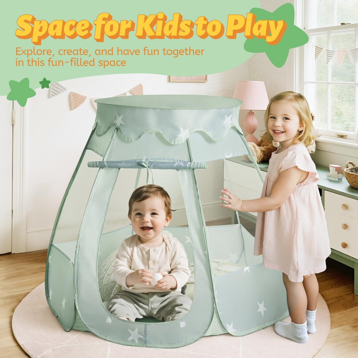 Children playing inside the Suncuber tent during outdoor activity