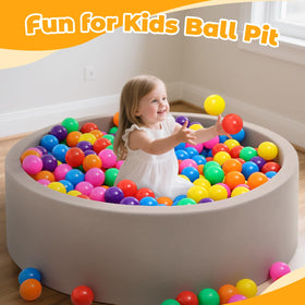 Suncuber balls shown in a play pit for toddlers and kids.