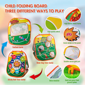Sundaymot dart-board style panel offers safe indoor play options.