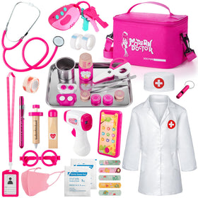 Sundaymot doctor kit with canvas bag for tidy, portable pretend play sessions