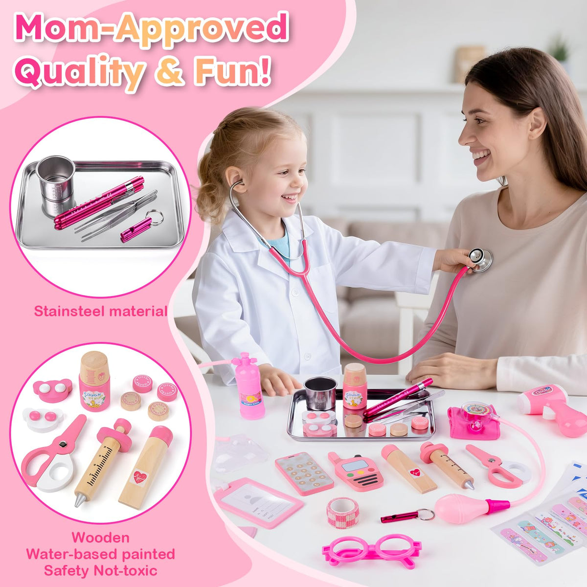 Sundaymot Doctor Kit real stethoscope for pretend medical exams