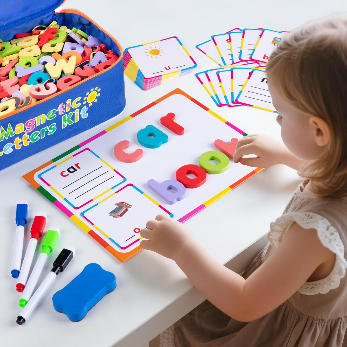 Sundaymot durable wooden letters attach to magnets for lasting classroom play.