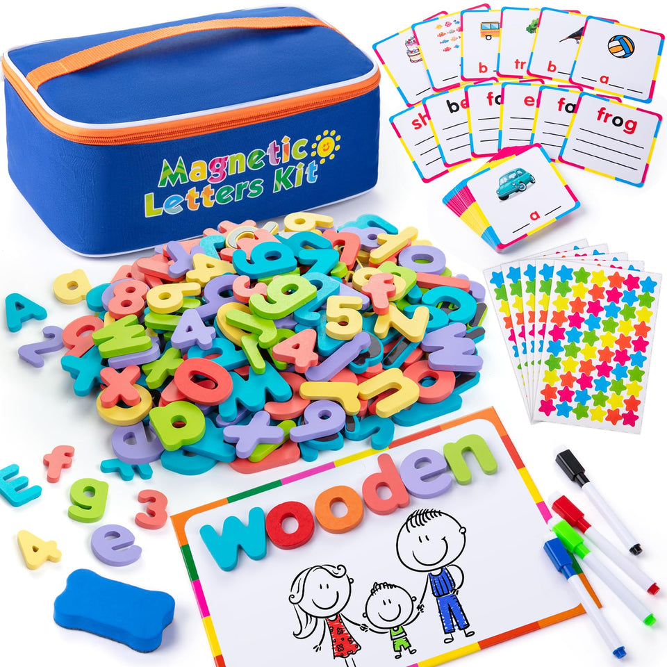 Sundaymot Magnetic Alphabet Letters Kit cover view showing organized storage and accessibility.