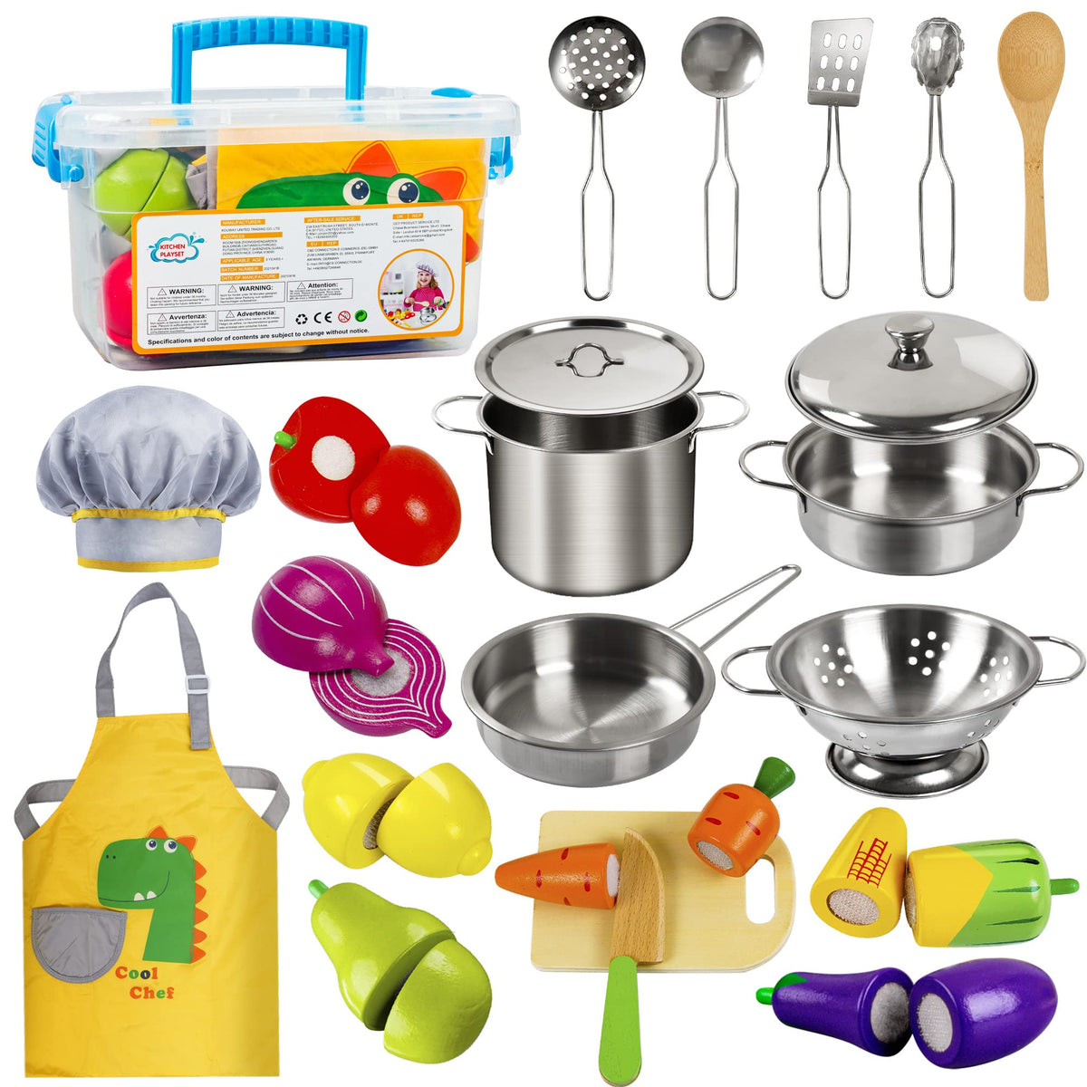 Sundaymot play kitchen pots and pans set for imaginative cooking