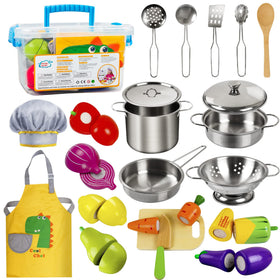 Sundaymot play kitchen pots and pans set for imaginative cooking