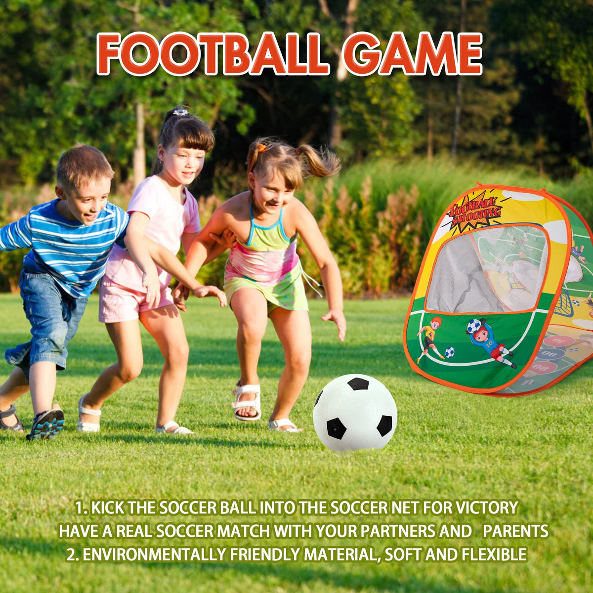 Sundaymot soccer ball and goal panel enabling active outdoor play for kids.