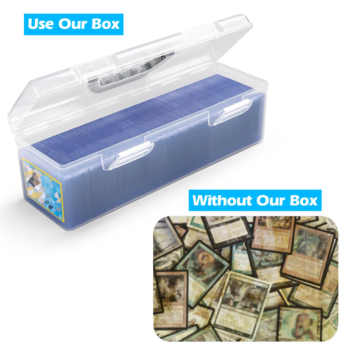 SUNEZLGO transparent-lid view illustrates quick card identification at a glance.