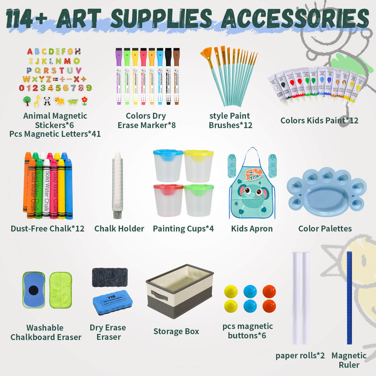 SUNFATT 114-piece art accessory kit boosts imaginative play and skills