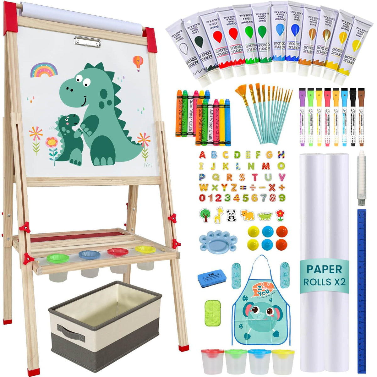 SUNFATT kids easel with magnetic chalkboard and whiteboard for creative drawing sessions