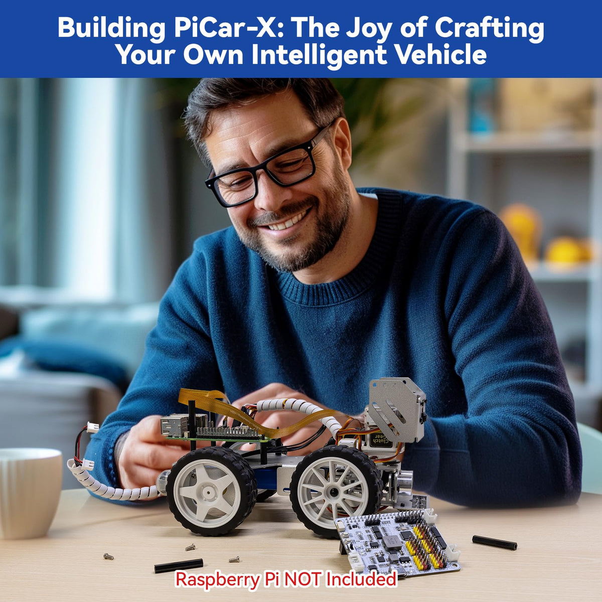 SunFounder PiCar-X assembly guide images simplify beginner-friendly setup.