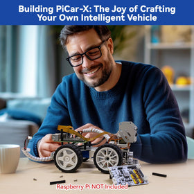 SunFounder PiCar-X assembly guide images simplify beginner-friendly setup.