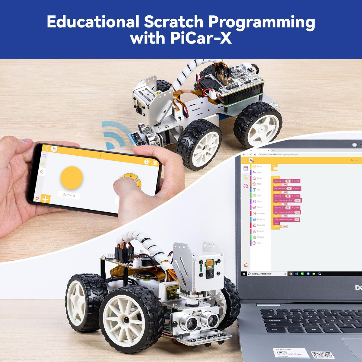 PiCar-X supports Python and Scratch coding