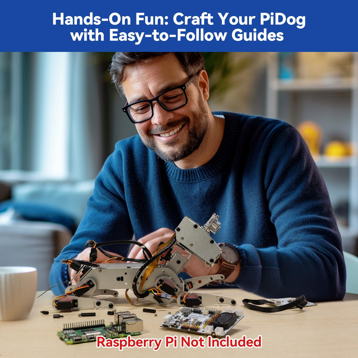 SunFounder PiDog rechargeable battery powers long play sessions