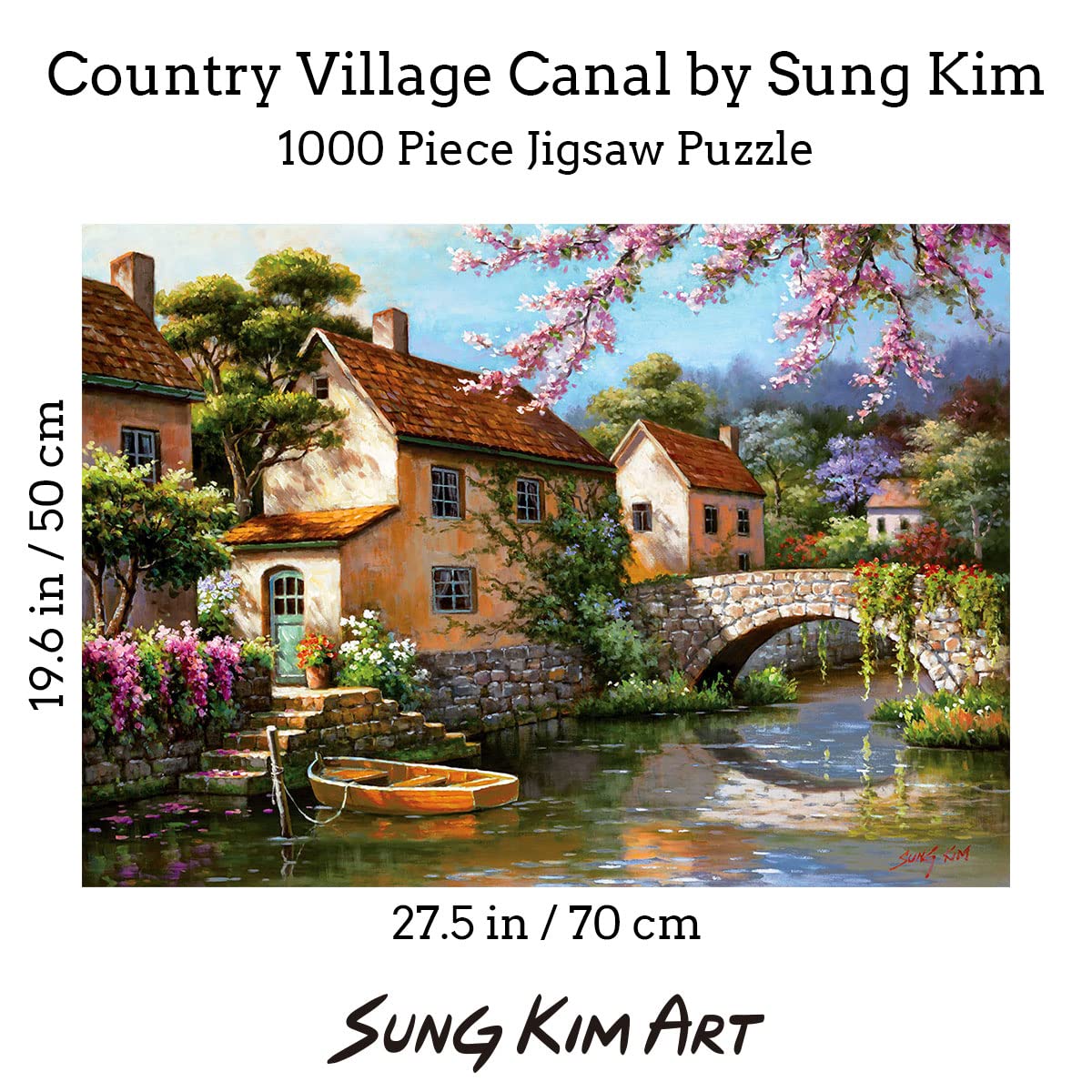 Sung Kim Art Country Village Canal puzzle pieces show thick, sturdy parts for smooth assembly