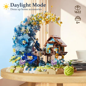 SUNHABI Fairy Cabin with LED Lights creates a warm night-time ambiance.