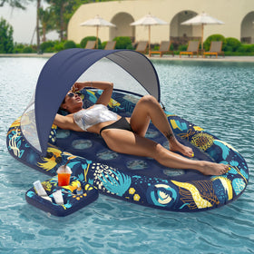 Sunikko X canopy-lounger with shade and UV protection for pool days.