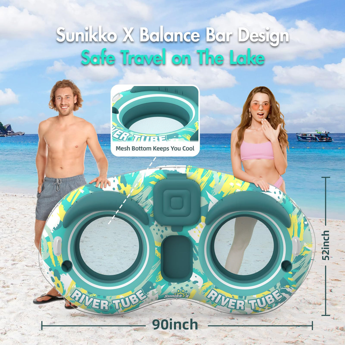 Sunikko X green paintbrush design adds style to poolside adventures.
