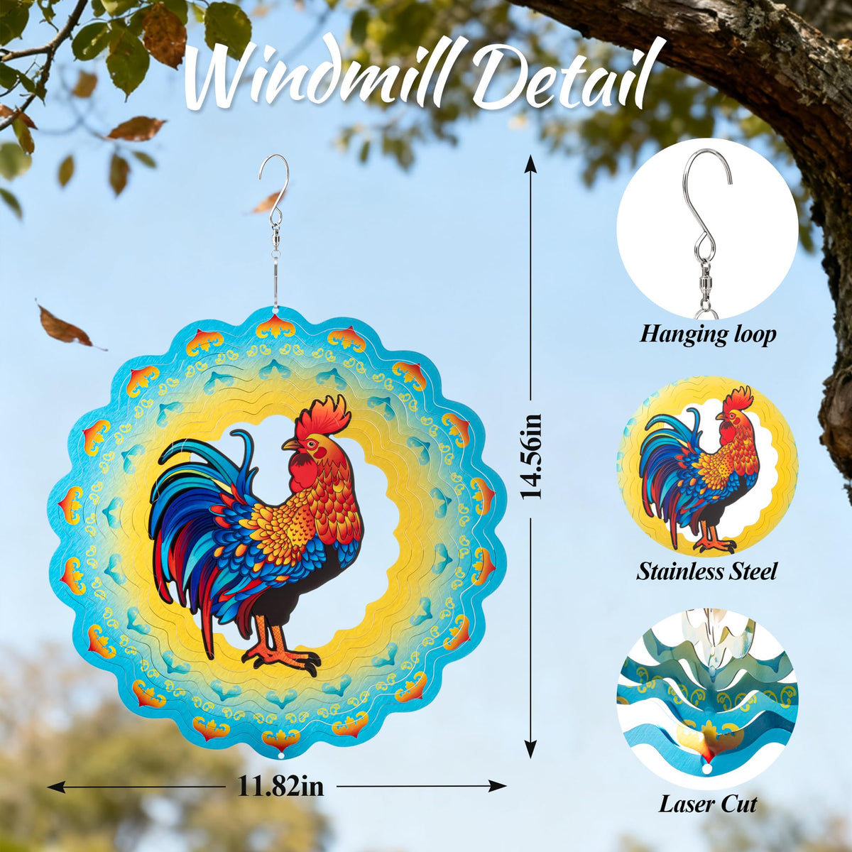 SUNCKET rooster design reflects light, adding a soft glow to outdoor spaces