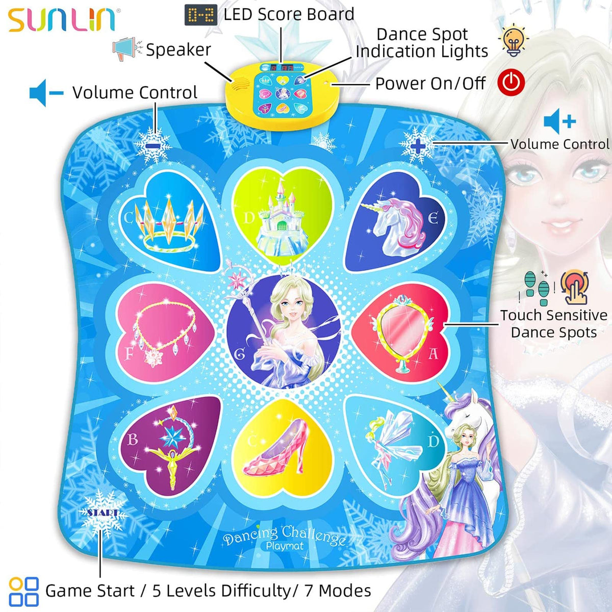 SUNLIN Dance Mat offers seven modes to grow with kids as they dance.