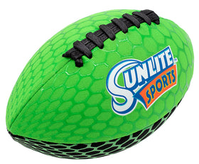 Sunlite Sports glow-dark football glowing after UV charge for nighttime play