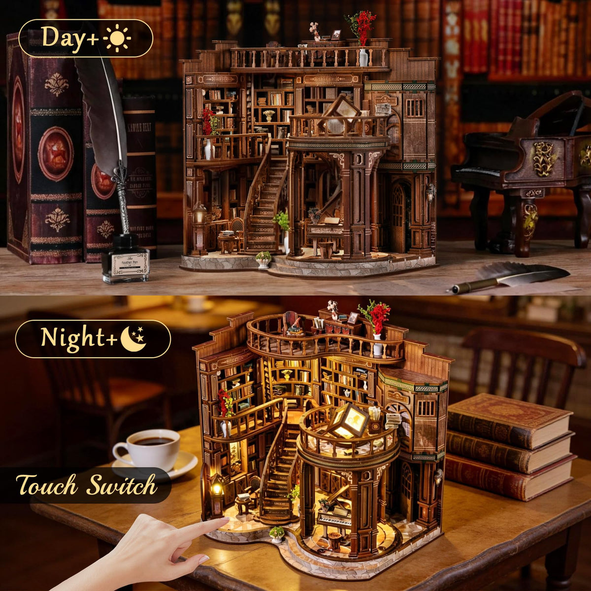 SUNNINO Book Nook compact dollhouse fits on a desk or shelf