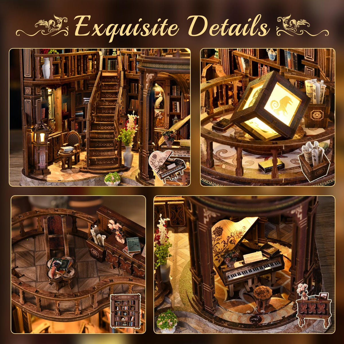 SUNNINO Book Nook exquisite stairs add realism and imagination