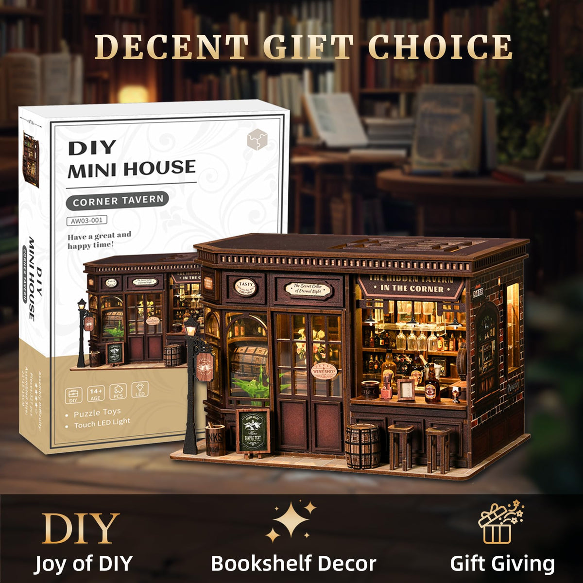 SUNNINO Book Nook Kit dollhouse books blend charm with display.