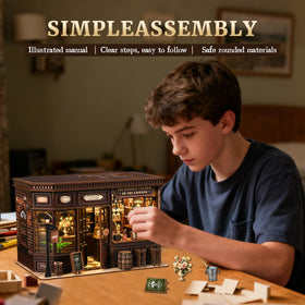 SUNNINO Book Nook Kit wine glasses accentuate the handcrafted scene.