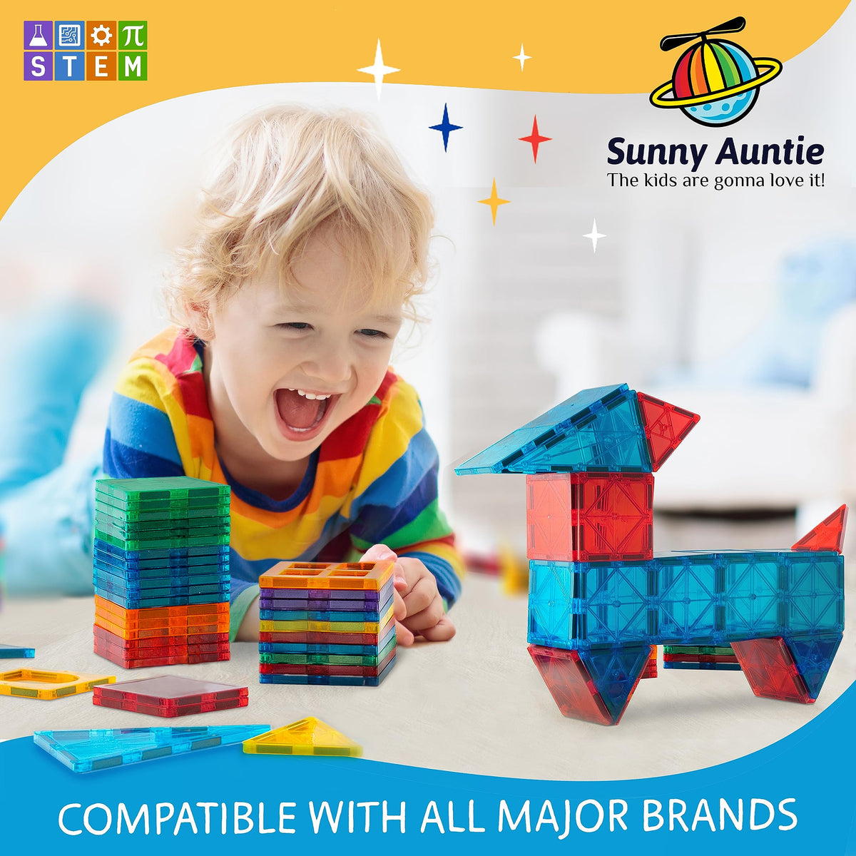 Sunny Auntie magnetic tiles guide booklet supports beginner builders