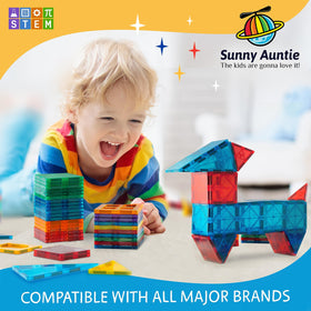 Sunny Auntie magnetic tiles guide booklet supports beginner builders
