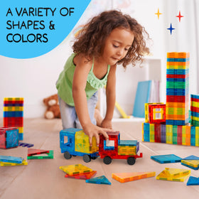 Sunny Auntie Magnetic Tiles guide booklet supports guided and open-ended play.