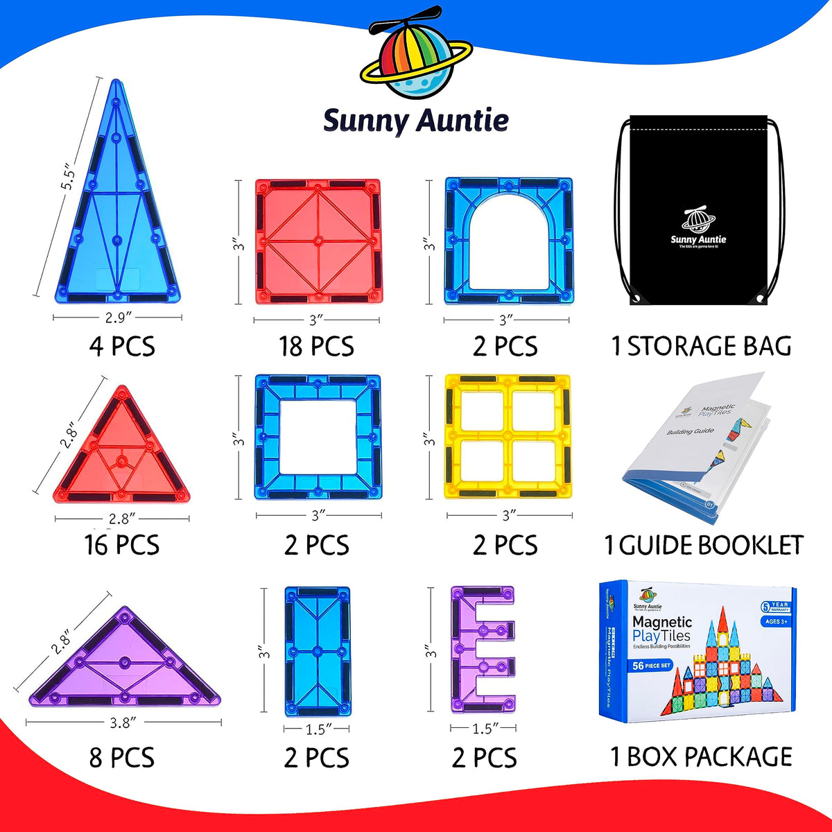 Sunny Auntie magnetic tiles great for road trips and learning on the go