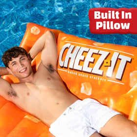 Sunny Days Cheez-It pool float orange color and square shape create standout party vibes.