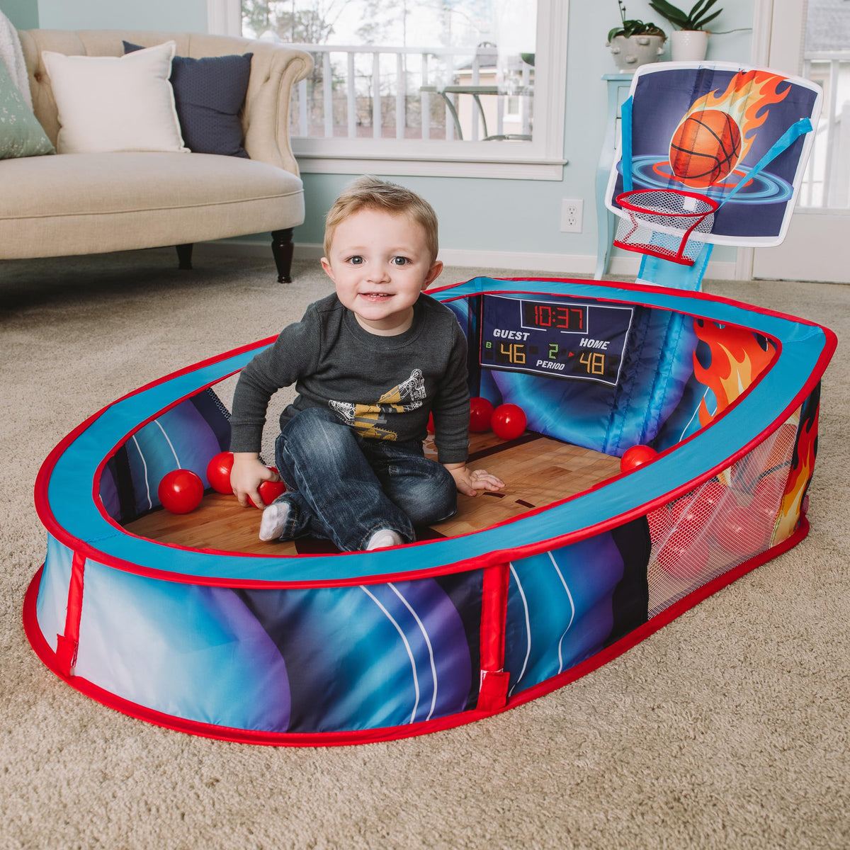 Sunny Days Entertainment hoop inside tent sparks imaginative shooting games
