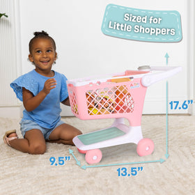 Sunny Days Entertainment pink cart side view — easy push for young shoppers.