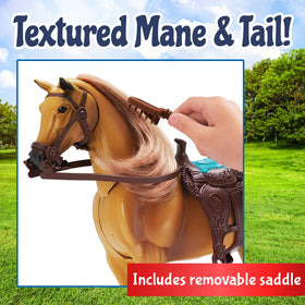 Sunny Days Entertainment Quarter Horse with detachable saddle adds lifelike customization.