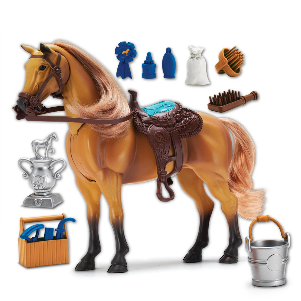 Sunny Days Entertainment Quarter Horse with movable head enables realistic pretend riding.