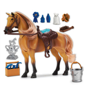 Sunny Days Entertainment Quarter Horse with movable head enables realistic pretend riding.