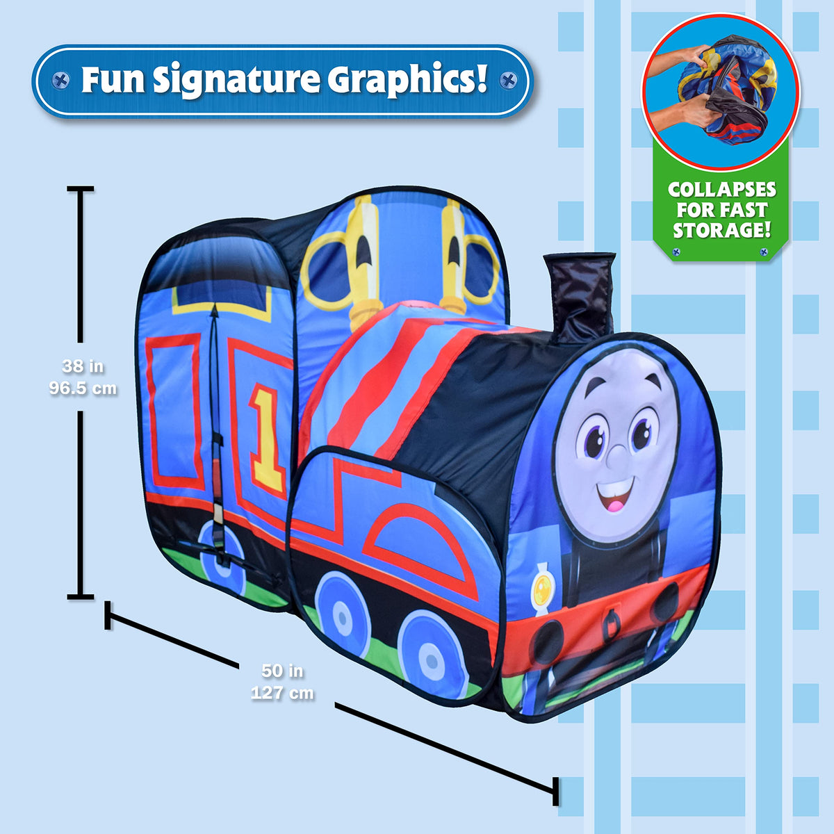 Sunny Days Entertainment Thomas pop-up tent folded for compact storage