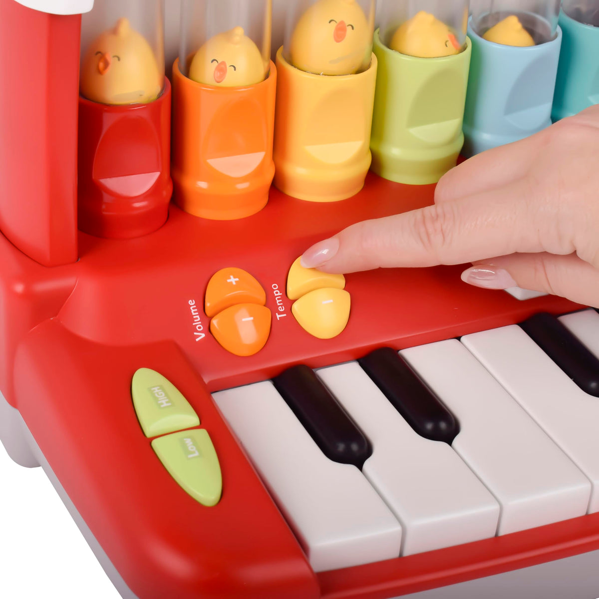 Sunny Days tiny-hands-friendly design supports motor skill practice during music play.