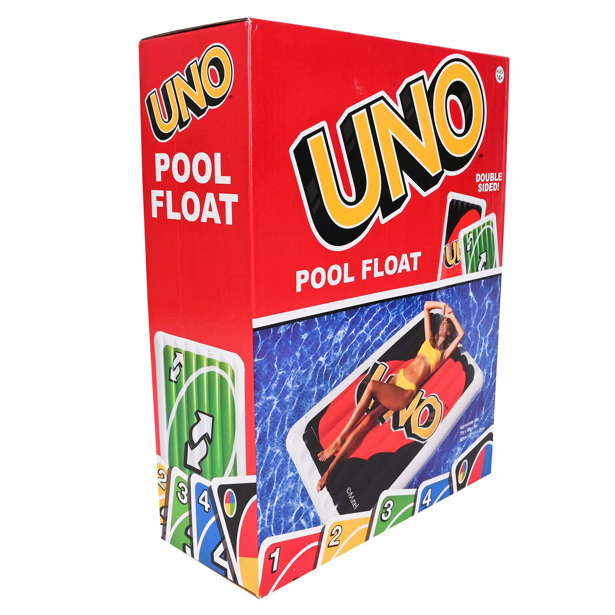 Sunny Days Uno Pool Float creates beach or lake party vibes with safe buoyant fun